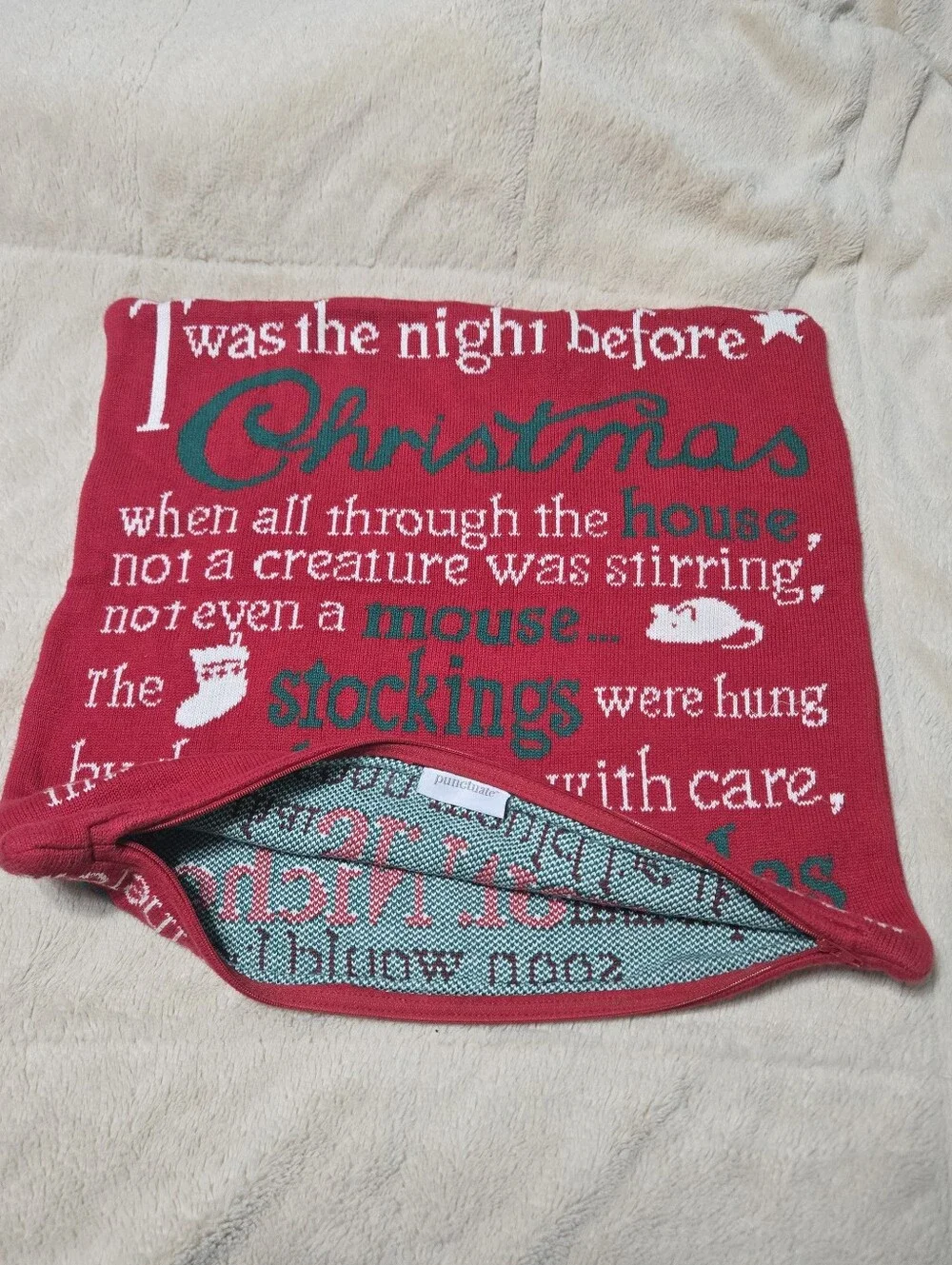 Christmas pillow case “‘Twas the Night before Christmas”, throw cover only